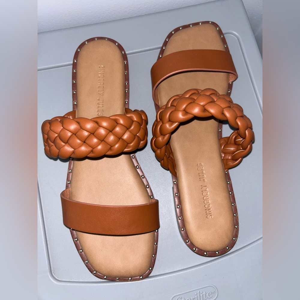 Brown flats never worn